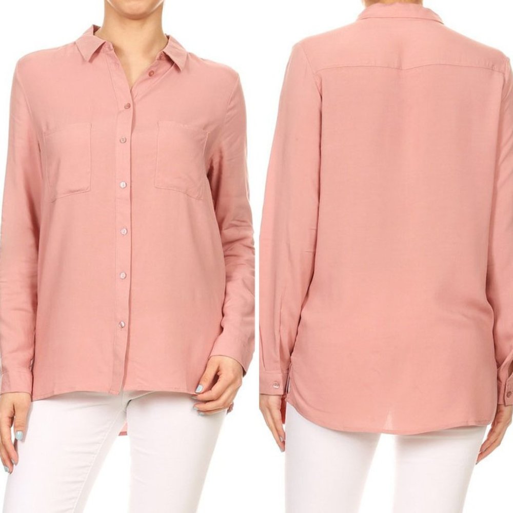 Classic Button Up Dress Shirt Mauve